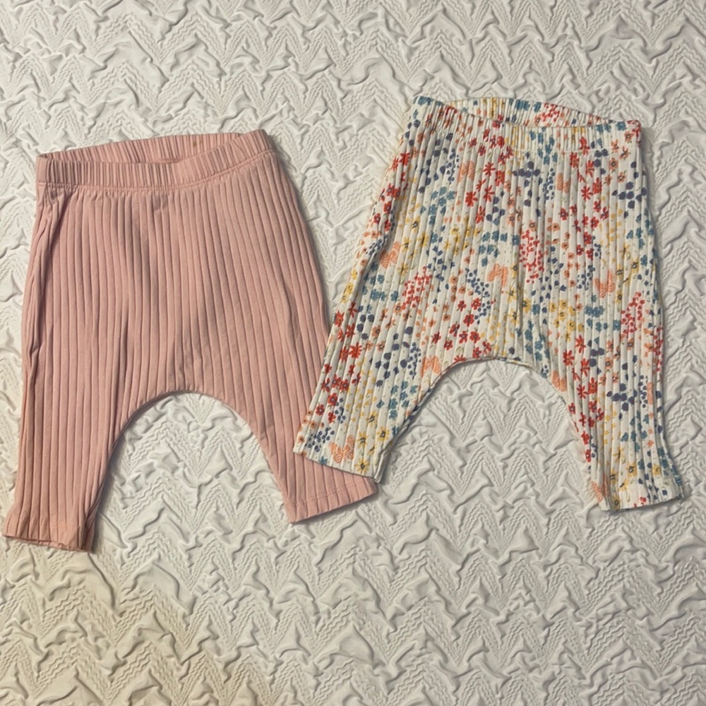 2 pack U shaped rib knit pants for baby